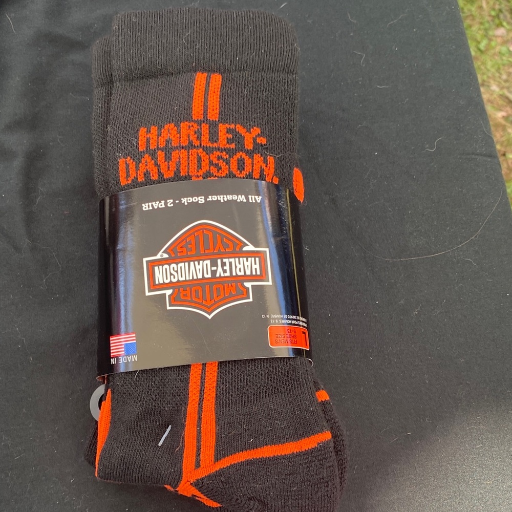 Harley-Davidson Men's Bold Black and Orange Socks
